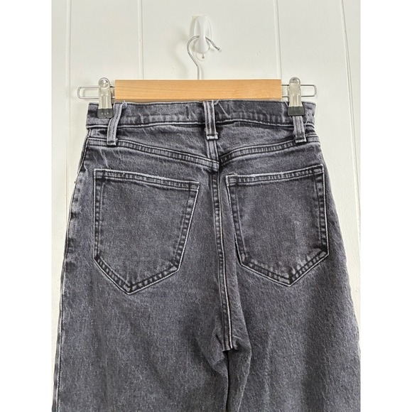 Abercrombie Fitch Ultra High Rise Crop Button Fly Jeans Charcoal Wash Size 24 - Picture 7 of 8
